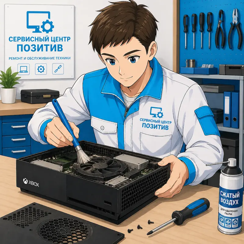 Чистка игровой приставки от пыли и замена термопасты в Артёме